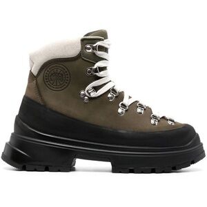 Canada Goose Journey Moss Green Black Leather Lace Up Boots - W US8